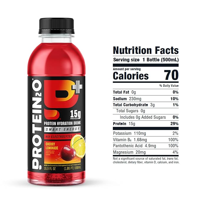 Protein2o 15g Whey Protein Isolate Hydration Drink Plus Energy & Focus, 350mg of Electrolytes, Vitamins B5 & B6, Sugar Free, Energy Variety Pack, 16.9 oz Bottle (Pack of 12)