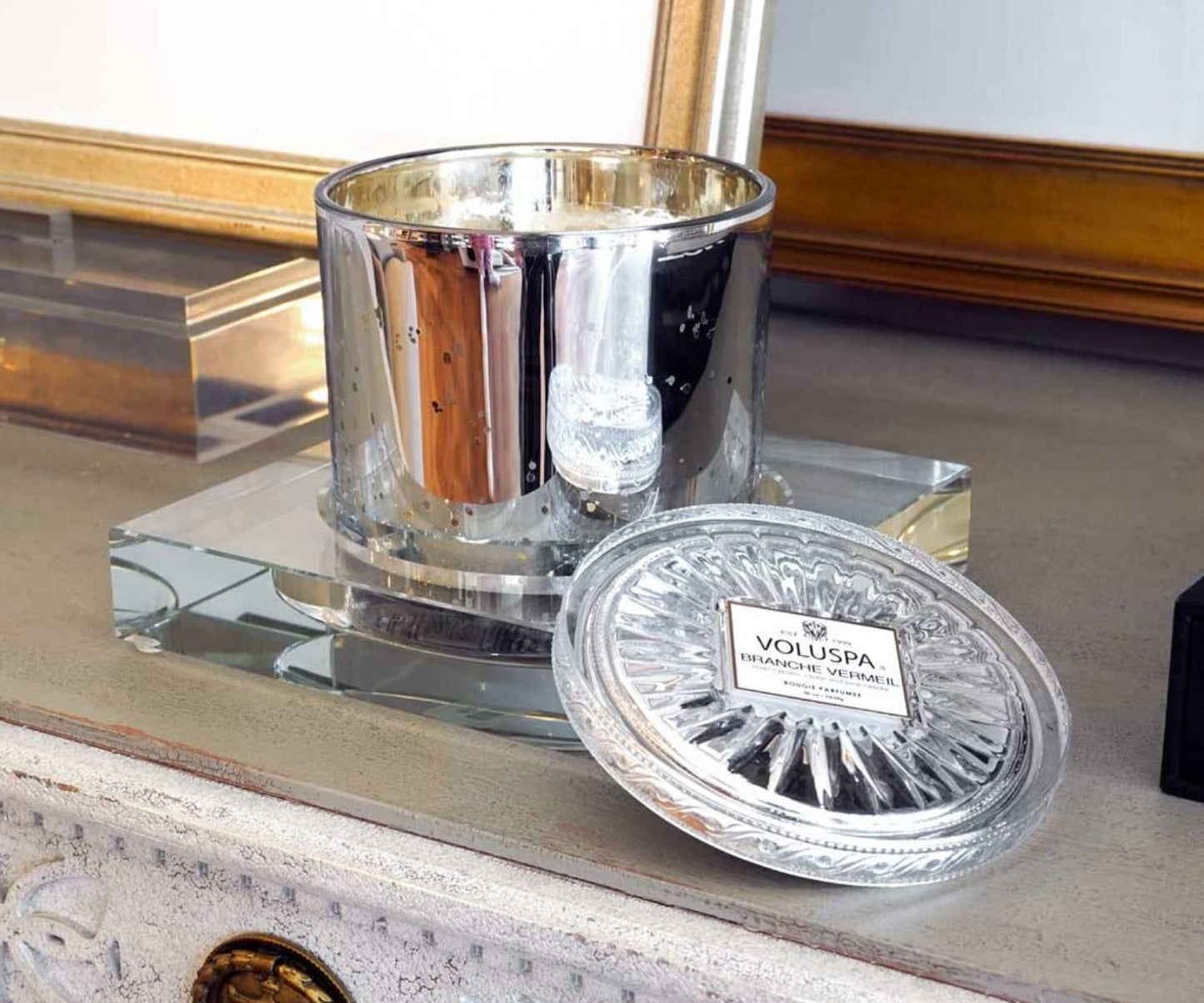 Crystal Candle Dish — by Alice Lane Home Collection — Size Large — Smooth, Round Cutout is the Perfect Size for Your Favorite Candle or Diffuser — Clear K9 Crystal Design