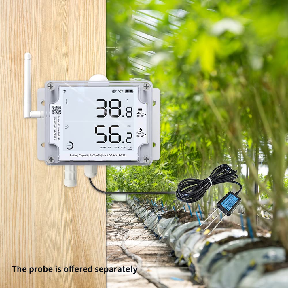 UbiBot GS1-A1RS - Smart WiFi Temperature & Humidity Sensor - Versatile External Probes, Scheduled Reports，Custom Alerts, Free App, No Subscription - Alexa & IFTTT Compatible (2.4GHz, Hub-Free)