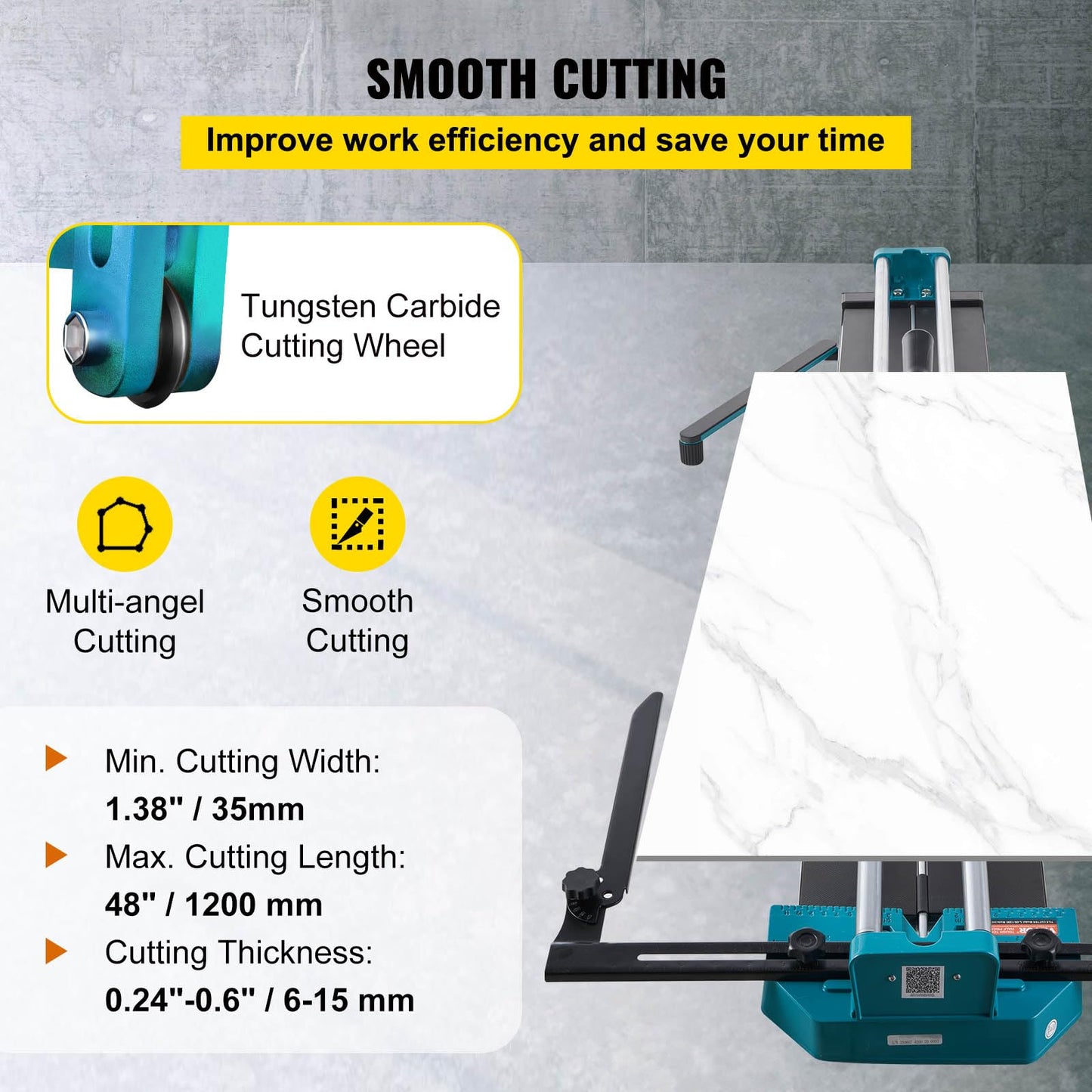 BestEquip Manual Tile Cutter 48 Inch, Laser Guide & Tungsten Wheel for Precision, Cuts Porcelain & Tile, All-Steel Durable Frame, Large 48-Inch Capacity for professional installers or beginners