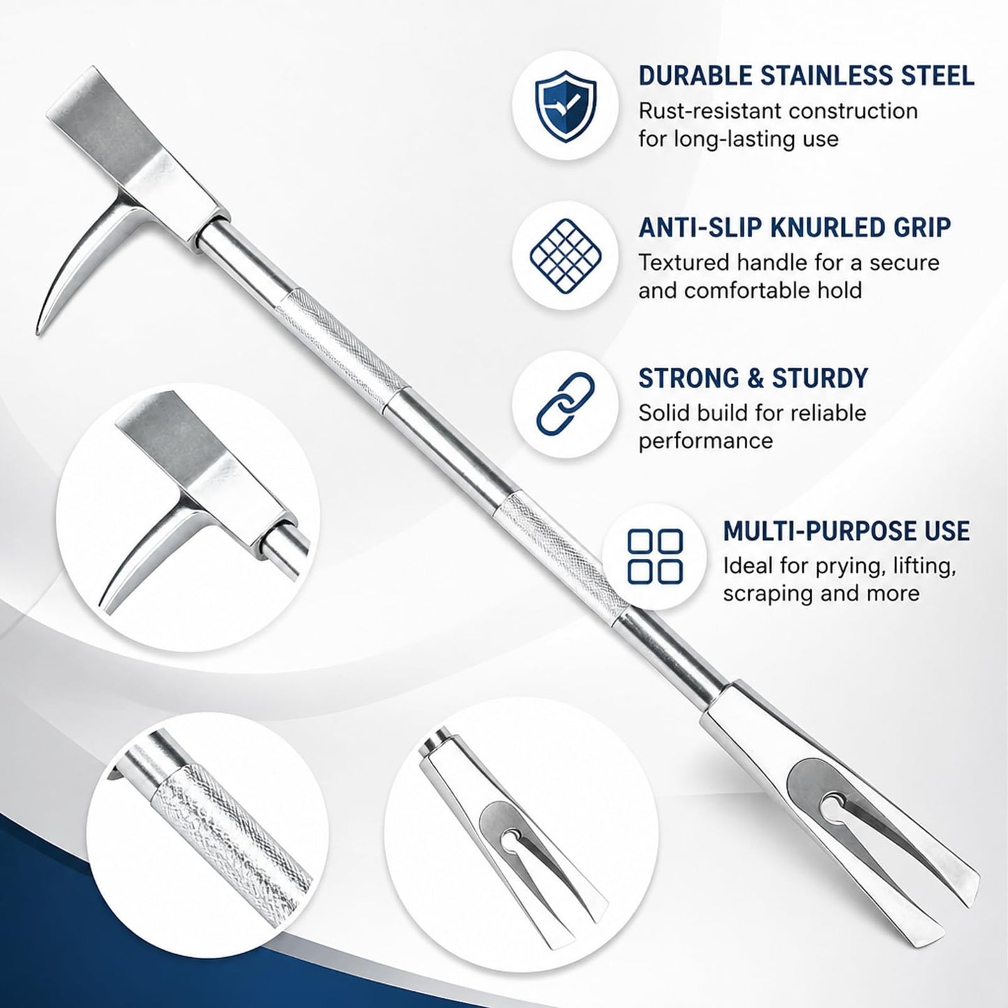 30" Halligan Bar, Heat Treated Forged Carbon Steel Halligan Tool, Galvanized Rustproof One-Piece Construction for Fire Rescue, Emergency, Outdoor Use, Home Safety and Construction Work