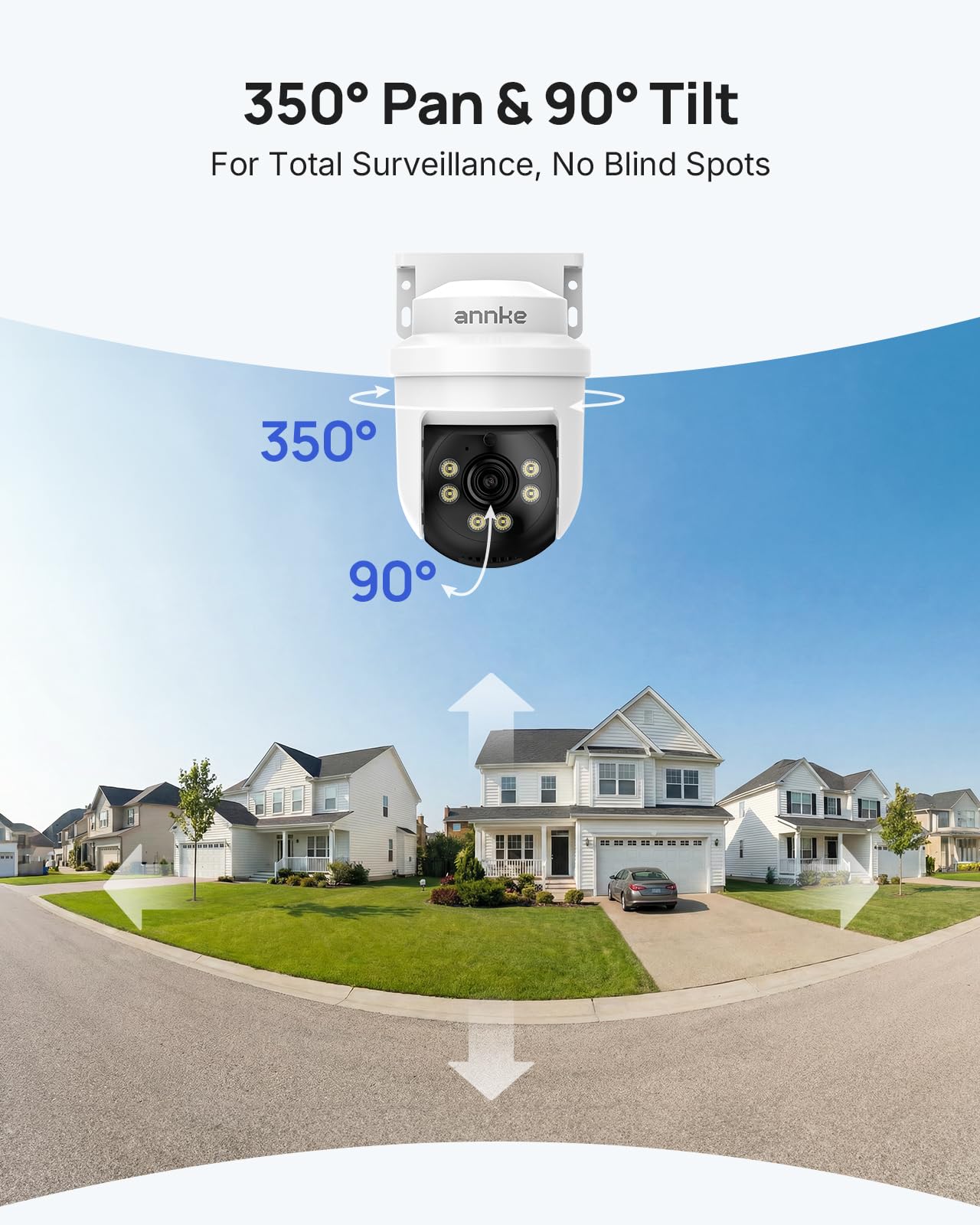 ANNKE 5MP PT Wired Security Camera System Outdoor with Night Vision, One-Way Audio, 8CH 3K Lite DVR and 8 x 5MP CCTV Cameras, 350° pan and 90° tilt, Human&Vehicle Detection, 1TB HDD for 24/7 Recording