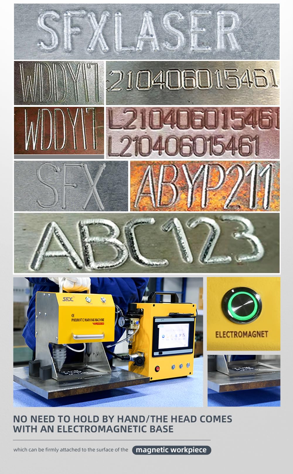 LYXC Pneumatic Dot Peen Marking Machine for Metal Engraving Machine Marking Range 150×80mm Digital Control Pneumatic Dot Peen Marking Machine for Characters, Serial Numbers, Date and Graphics, etc