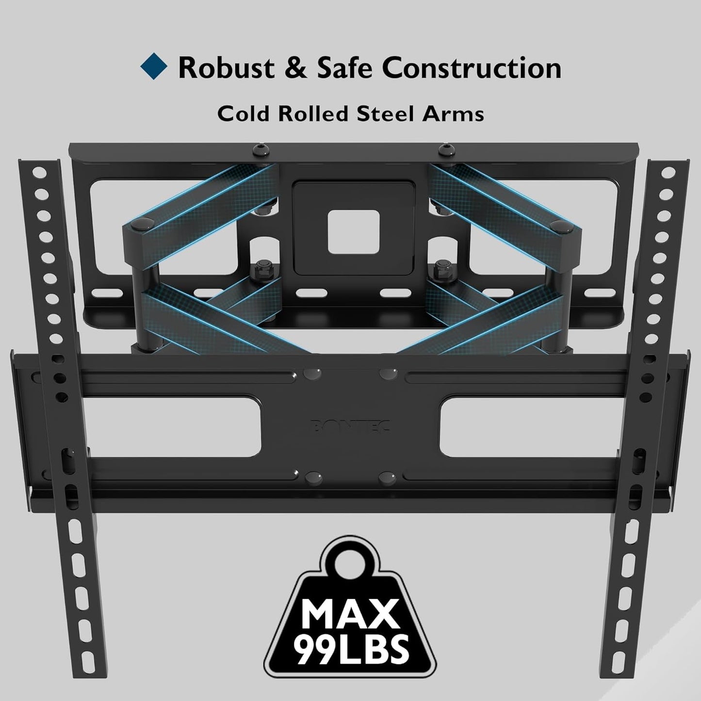BONTEC 23-70 Inch 99 lbs, 400x400mm, 16" Full Motion TV Wall Mount for TVs, Hold up to Max VESA Swivel Tilt Dual Arms