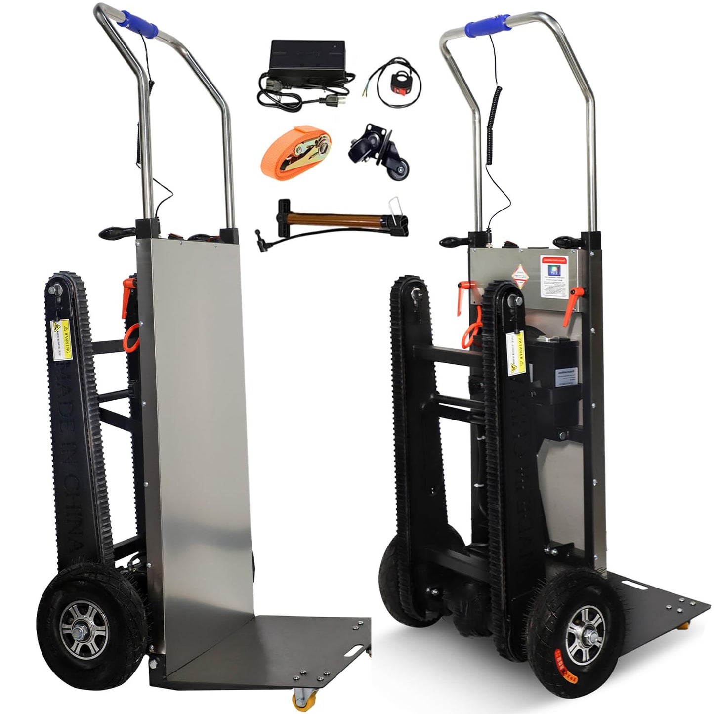 ROOMEDAL Electric Stair Climbing Dolly, 661lb 600W Powered Electric Stair Climbing Hand Trucks Dolly Cart with Rubber Tracks for Moving, Heavy Duty Stair Climber (Pure Black)