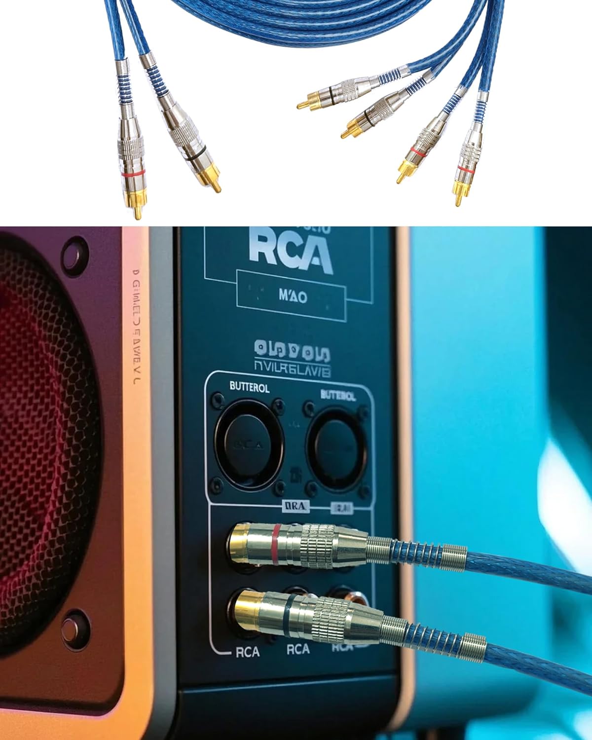 2 4 16.4ft 2 4 Channel to Channel RCA Audio Interconnect Cable Male to Male Y Splitter RCA Car Audio Cable Shielded Aux