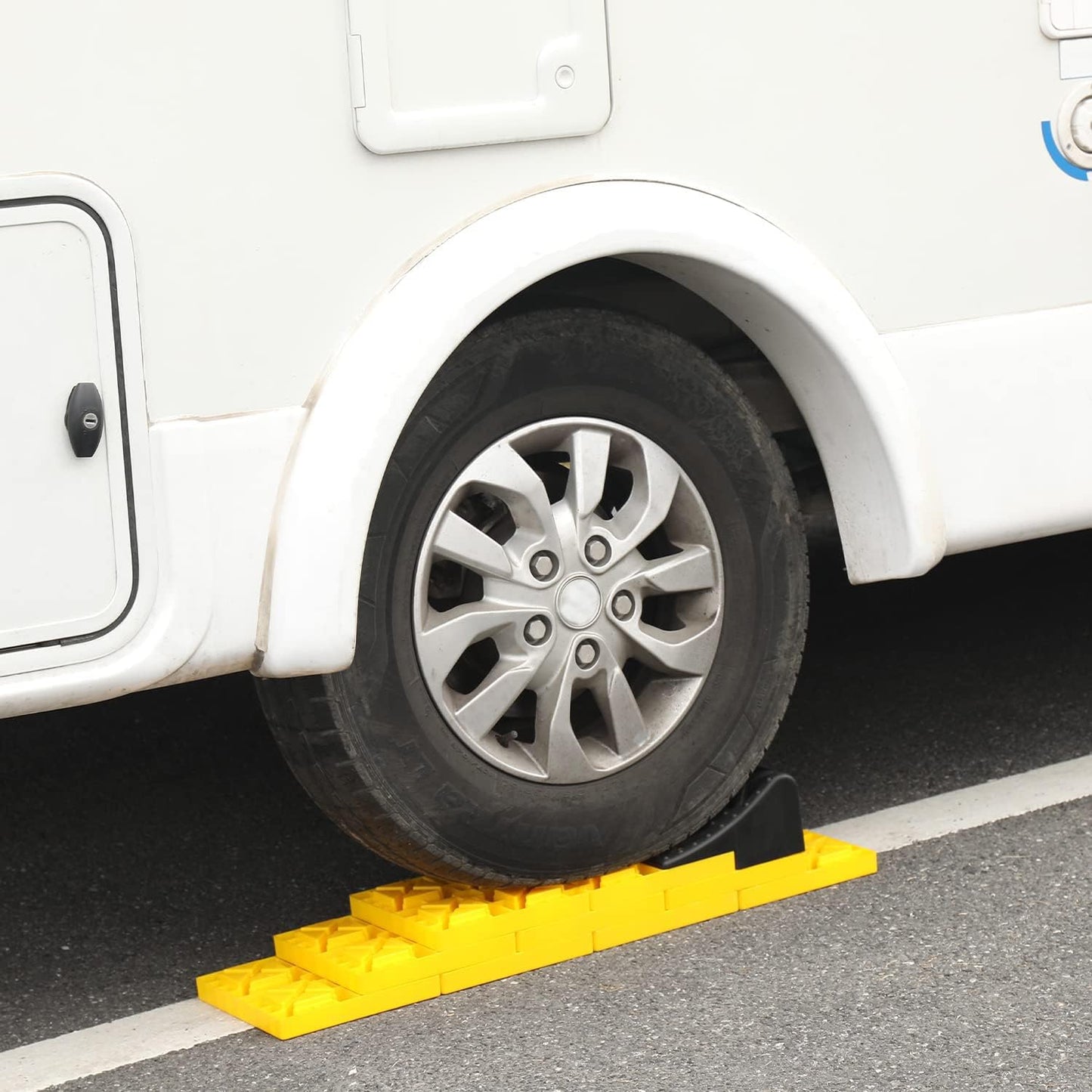 Homeon Wheels 10 Packs Rv/Camper Leveling Blocks, Chocks Anti-Slip Pads Design Include One Wheel Chock and Carrying Bag for Camper Travel Trailer