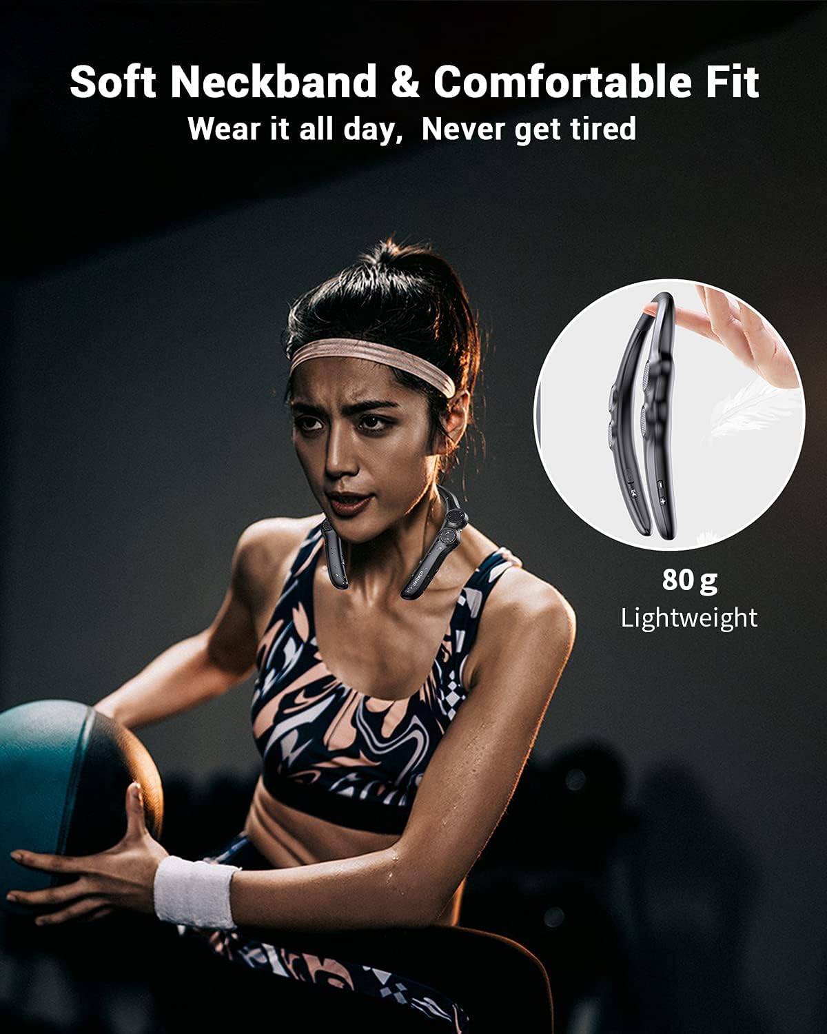 Gardway 78g 3D 12 Neckband Bluetooth Speaker, Wireless Wearable Speaker w/lightest Weight, High Fidelity Stereo Sound