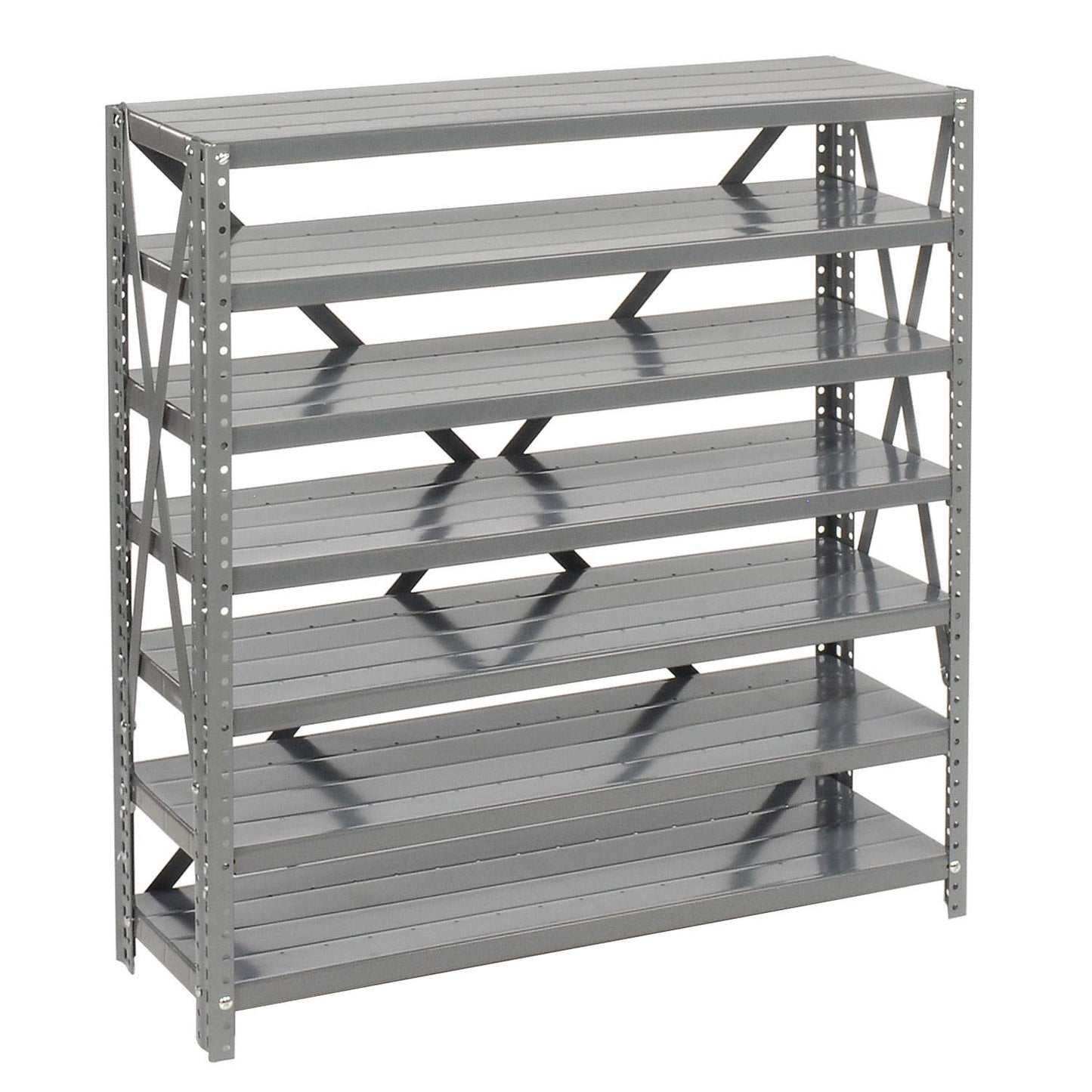 Global Industrial 7 Shelf Steel Shelving with (48) 4" H Plastic Shelf Bins, Yellow, 36" W x 12" D x 39" H, Single-Sided Open Shelving with 48 Plastic Shelf Bins