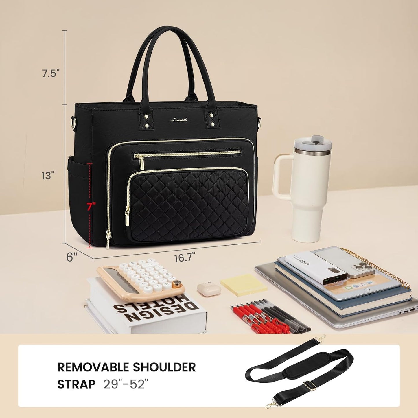 LOVEVOOK Teacher Tote Bag for Women Work, Laptop Bag Work Tote Bag Nurse Bags With Large Cup Holder, Professional