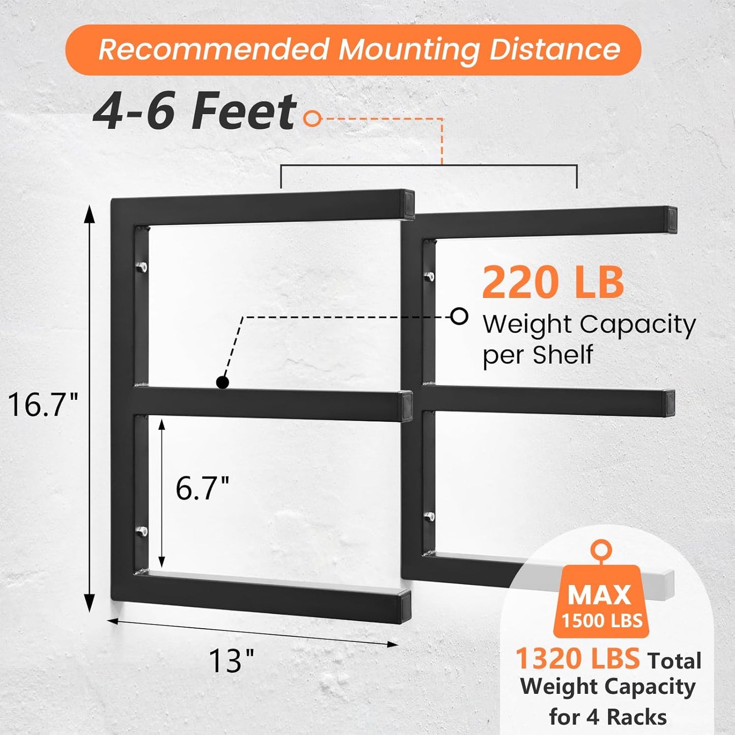 Wood Organizer Rack by [Brand Name] - Heavy Duty Wall-Mounted Lumber Storage | 3-Level System, Holds 220 LBS Per Level (Black)