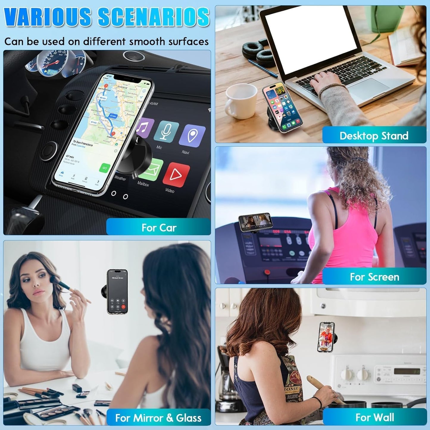 Belcompany Holder,2025 16/15/14/13/12 Vacuum Magnetic Suction Phone Upgraded Adjustable Suction Cup Car Phone