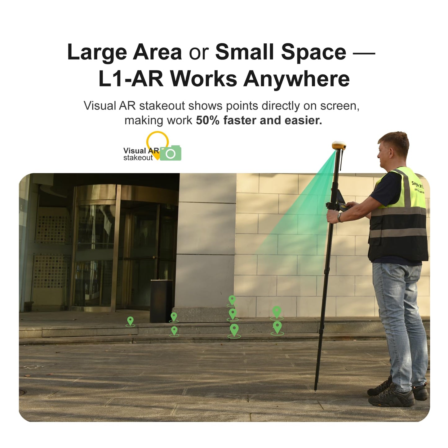 L1-AR GNSS RTK Rover – AR+ GNSS, GPS RTK Handheld Collector with Software & Visual Stakeout, Global Shutter with 2 MP, 2cm Accuracy, 15km UHF, 120° Tilt Survey | Professional Support