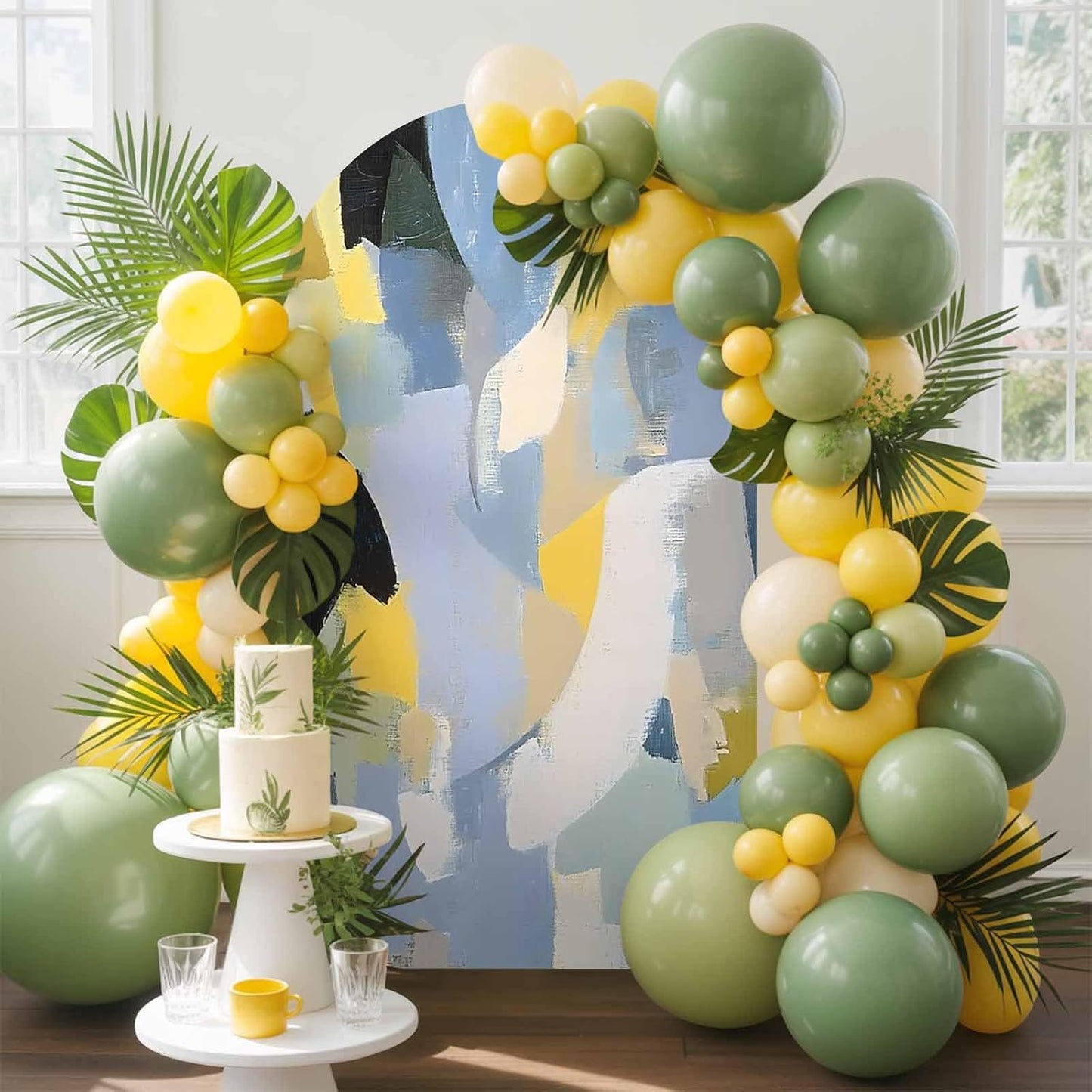 Jnbasdffb 7.2 Abstract Geometric Wedding Arch Cover,Stretchy Spandex Arch Backdrop Stand Covers FT,Simple Oil Painting