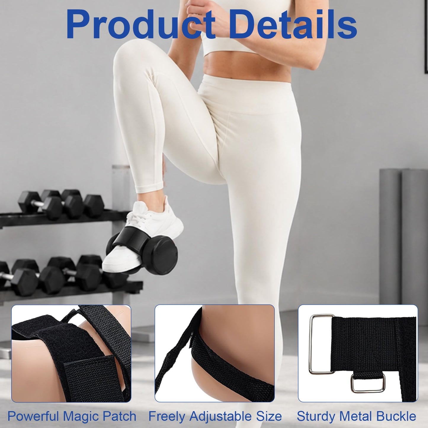 2 Pcs Dumbbell Foot Attachment, Tibialis Trainer Ankle Straps for Leg Extension Attachment, Hamstring Curl, Leg Curl and Shin Training, Home Gym Equipment for Tib Raises and Lower Body Workouts