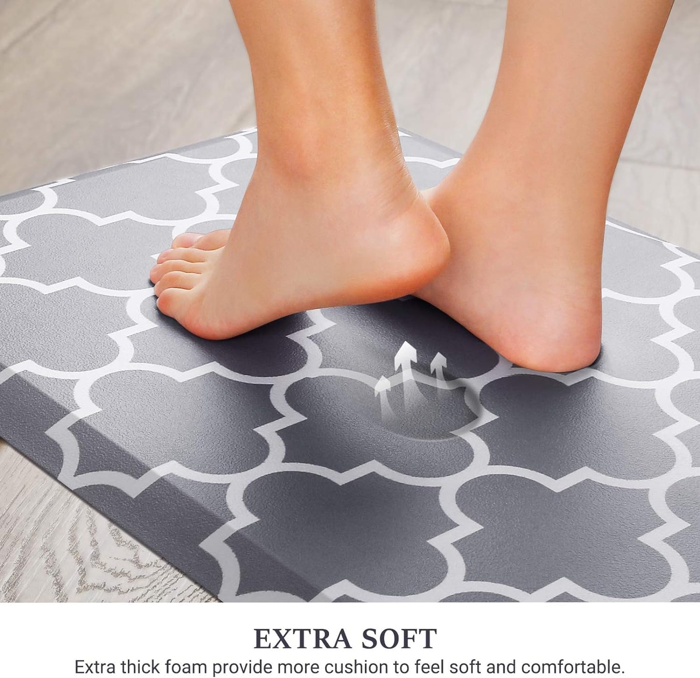 WISELIFE Anti Fatigue Floor Mat - 4/5 Inch Thick Kitchen Mat Non Slip Waterproof Heavy Duty Ergonomic Comfort Mat Durable for Home, Office, Sink, Laundry,(24" x 70", Grey)