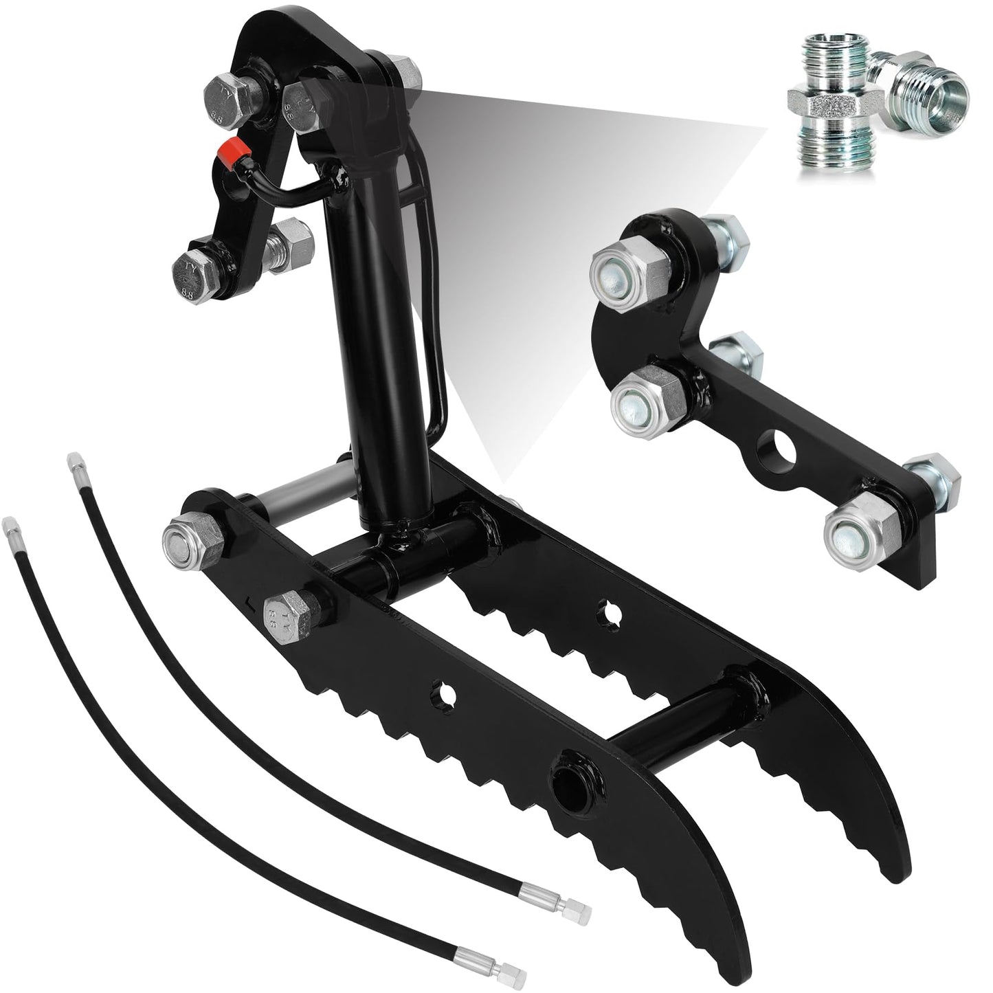 Mini Excavator Hydraulic Thumb,Compatible with Typhon&Agt Mini Excavators under 3 Tons,3-Hole Hydraulic Thumb for Chinese and L-Bracket Classic Mini Excavators,with L-Shaped Bracket&2 Hydraulic Hoses