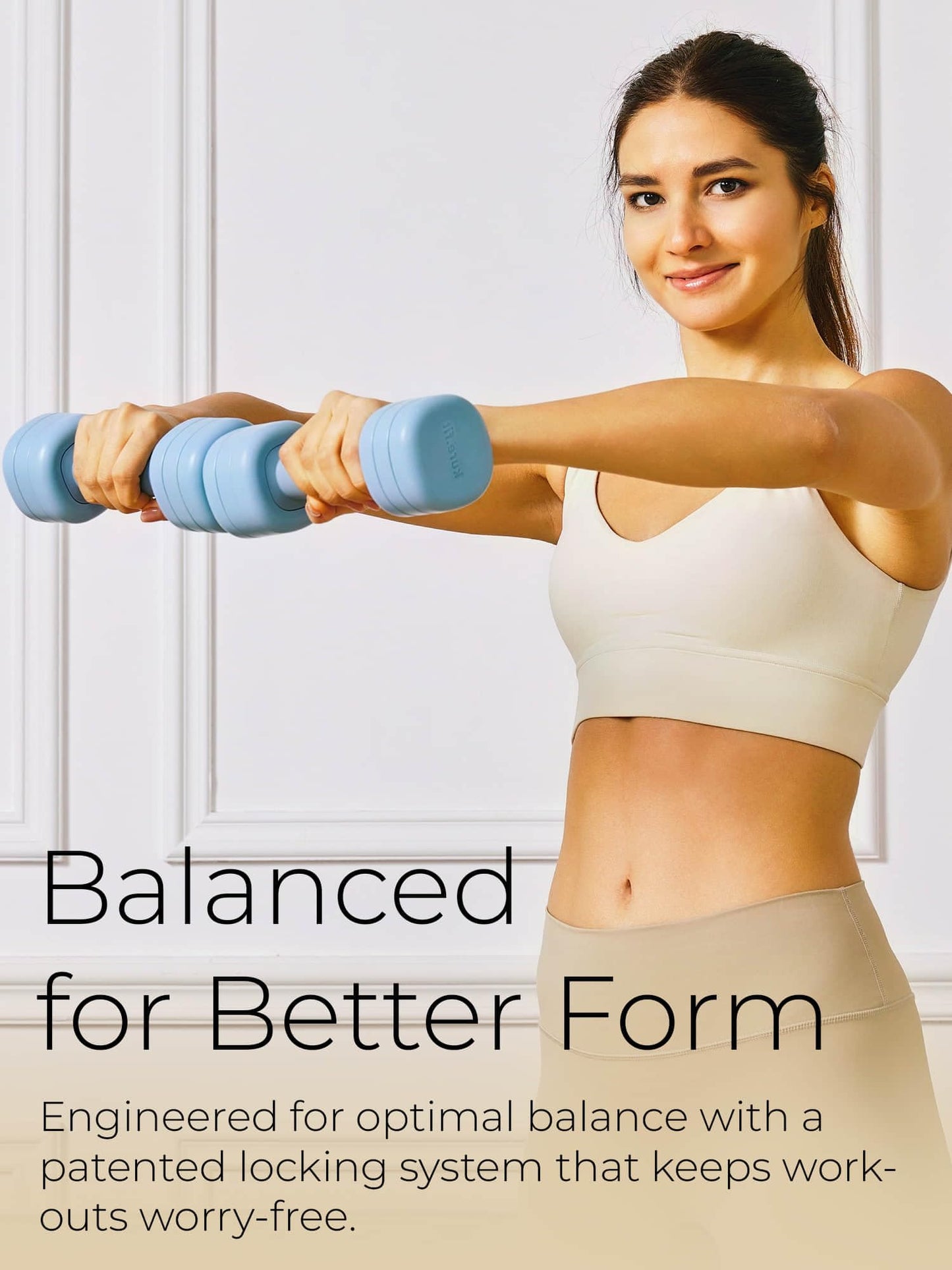 kure.fit Adjustable Dumbbell Set｜2LB 3LB 4LB 5LB Light Hand Weights for Women｜One-Twist Weight Adjustment｜Non-Slip Curved Grip Handle｜Free Weights for Home Gym, Rehab, Pilates, Yoga, Strength Training