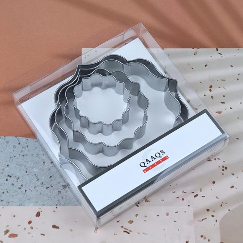 Circle Plaque Cookie Cutter Set Extra Large - 5 inch, 4 inch, 3 inch, 2 inch - 4 Piece Round Fancy Plaque Frame Cookie Cutters Shapes Molds - Stainless Steel