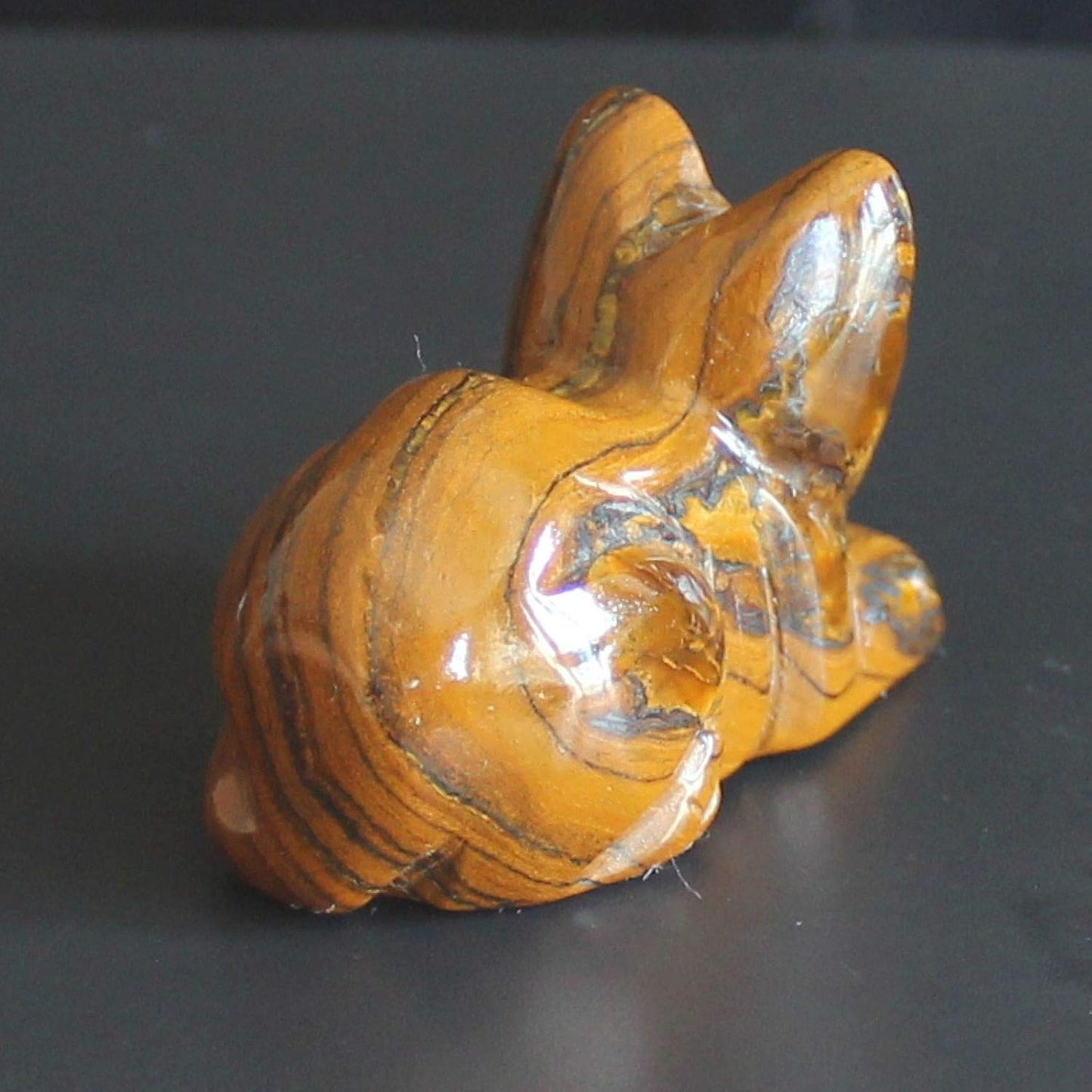 Skiennix 1.6'' Hand-Carved Mixed Gemstone Crystal Cat Figurine | Unique Iron Tiger Eye Design