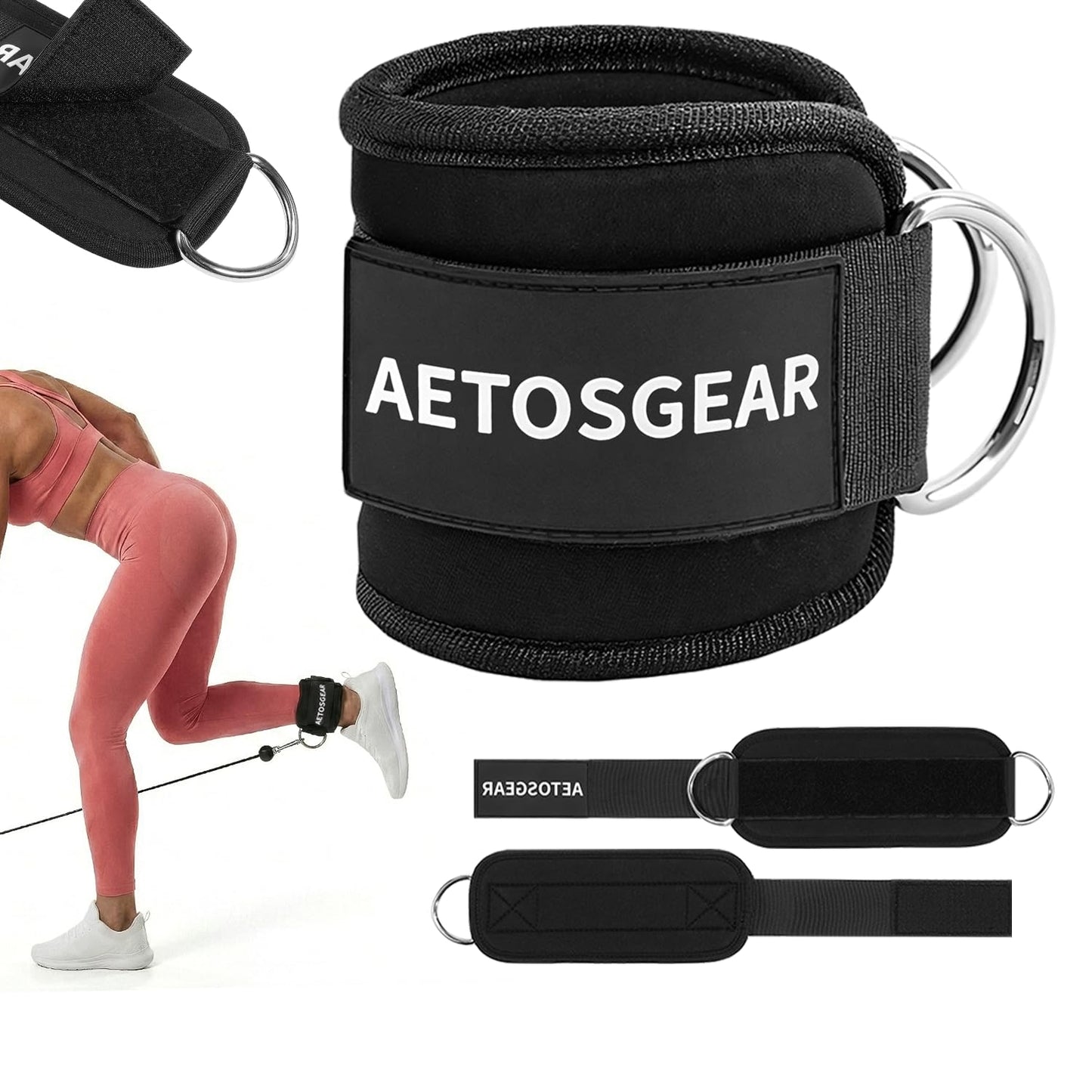 Ankle Straps For Cable Machines Women,Kickback Ankle Strap,Ankle Cuff Cable Attachment,Gym Glutes Workout Strap,Leg Extension Straps,One Size Fit All Premium Padded Cuffs Super Comfort Fitness (01-Black, Single)