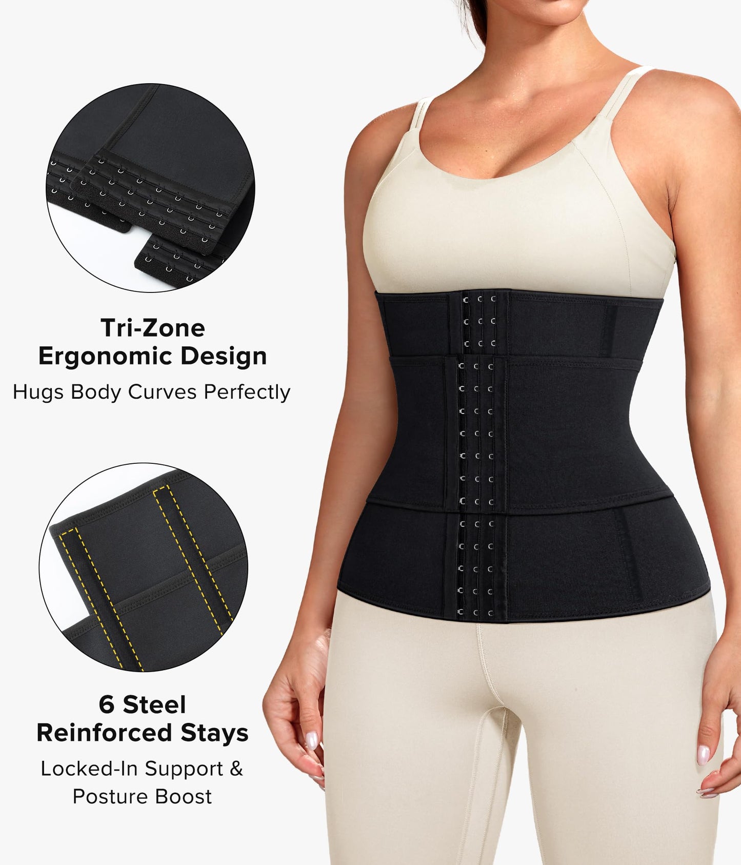Junlan Sweat Waist Trainer for Women Sauna Waist Trainer for Working Out(Black,3X-Large)