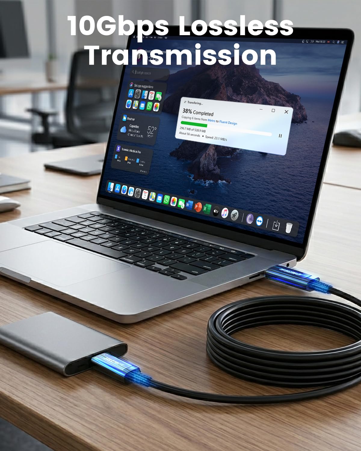 USB C Fiber Optic Cable 100 FT, 10Gbps Active USB C Cable with German SiliconLine Chip, USB 3.2 Gen2 Long Distance Zero Data Loss for Logitech 4K Camera,VR/AR,Video Conference,Webcam,Industrial System