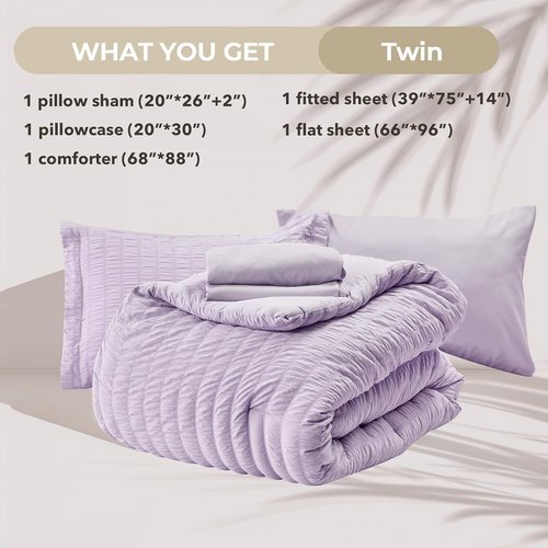 HYMOKEGE Lavender Twin Comforter Set - 5-Piece All-Season Luxury Bedding in a Bag