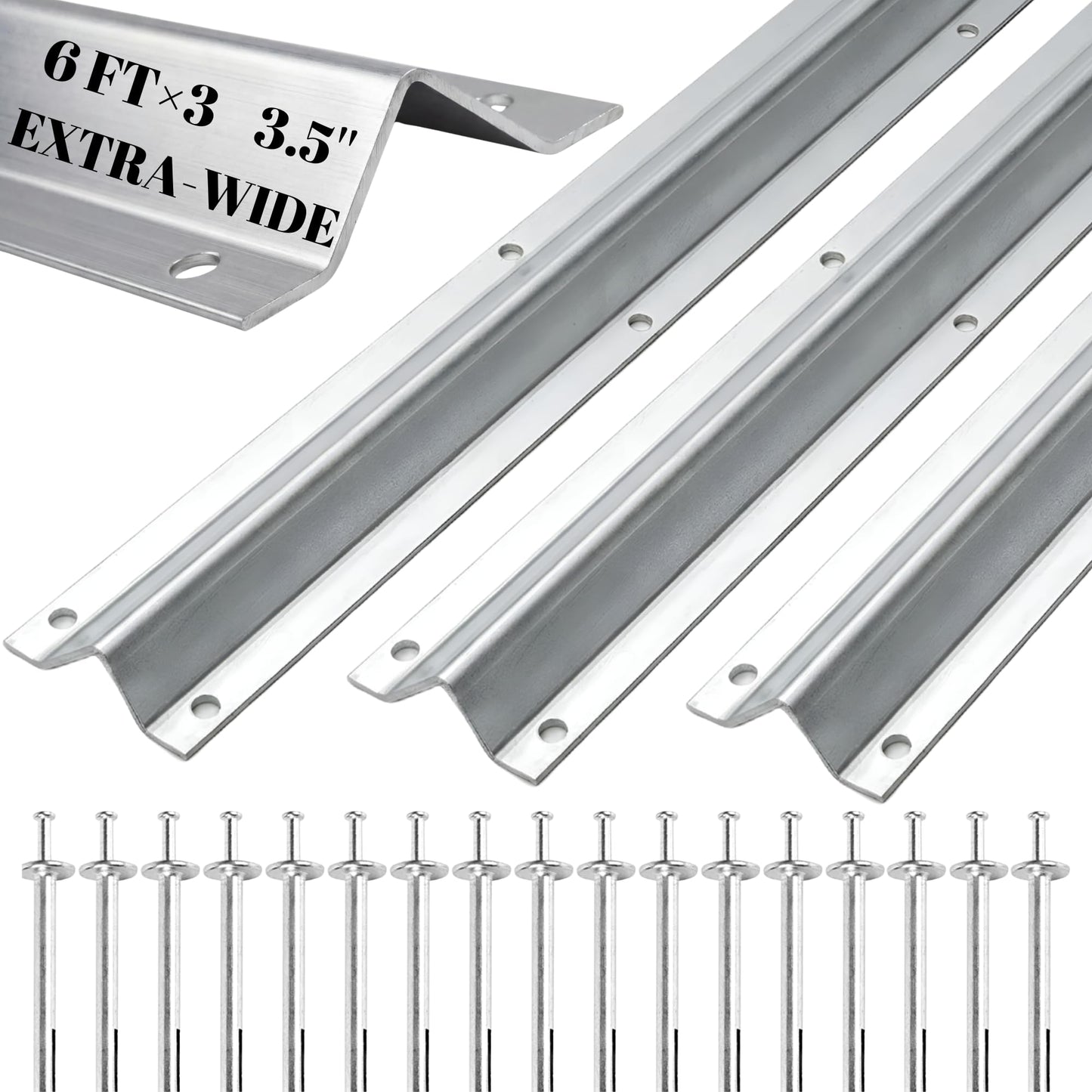 18 FT Extra Wide 3.5" Wide Heavy Duty V-Track for Sliding Gate, Compatible with 4" & 6" V-Groove Wheels, Galvanized Steel Ground Track Modular Design for Driveway, Warehouse & Industrial Gates
