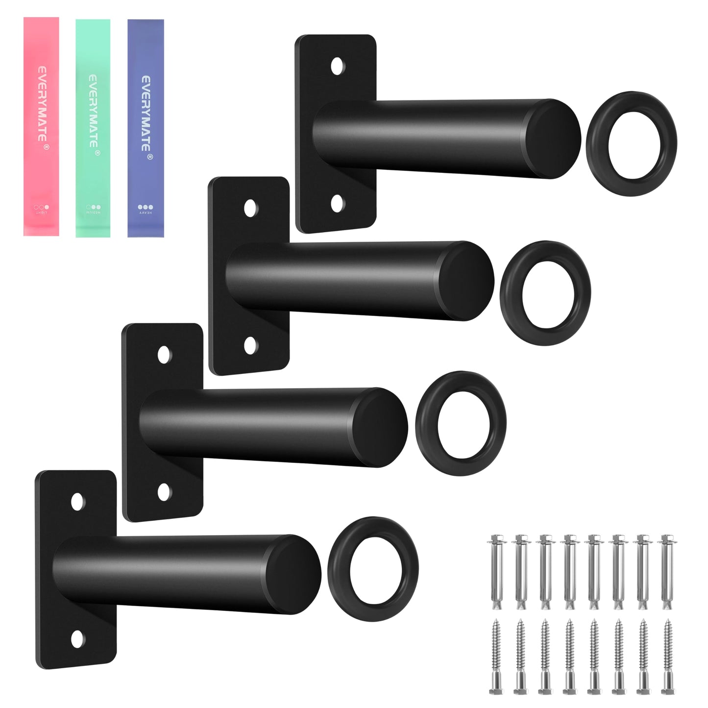 EVERYMATE Weight Plate Rack, Wall Mount Weight Plate Holder for Bumper Plates, Max Weight Capacity 330 lb, Home Gym Organizer