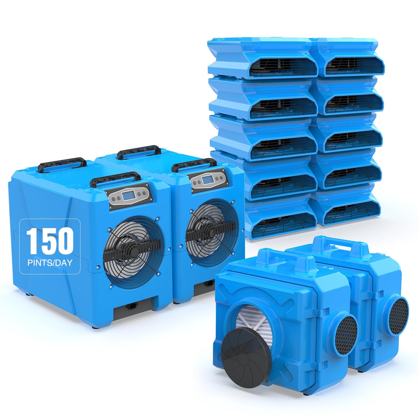 MOUNTO Water Damage Restoration Combo Package Deals (10* AM30LO Air Mover, 2*AF500 Air Scrubber, 2*DH80 LGR Dehumidifier)