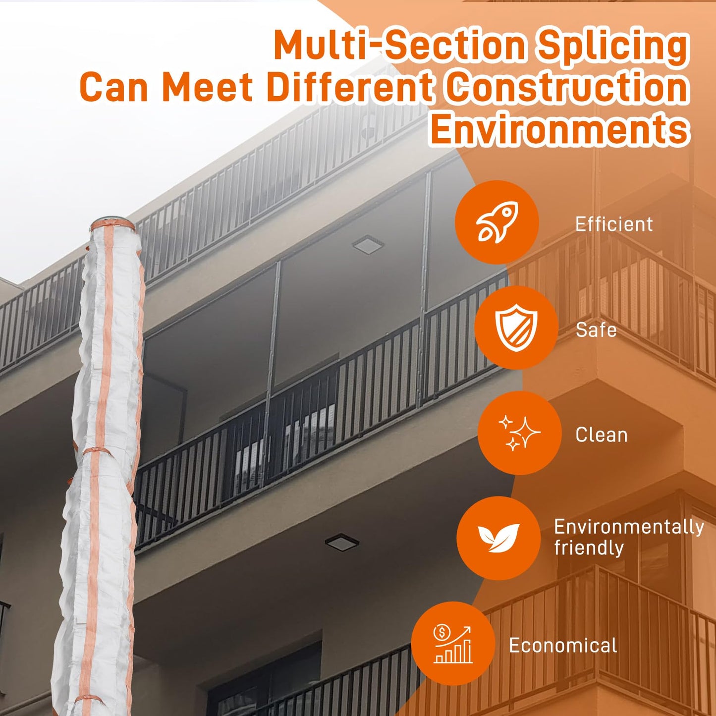 benut 2 Pack 15ft Construction Trash Chute, Heavy Duty Debris Chute for Roof/Window/Balcony, Multi-Section Connectable Slide Chute System for Construction Waste Removal, Includes Zip Ties