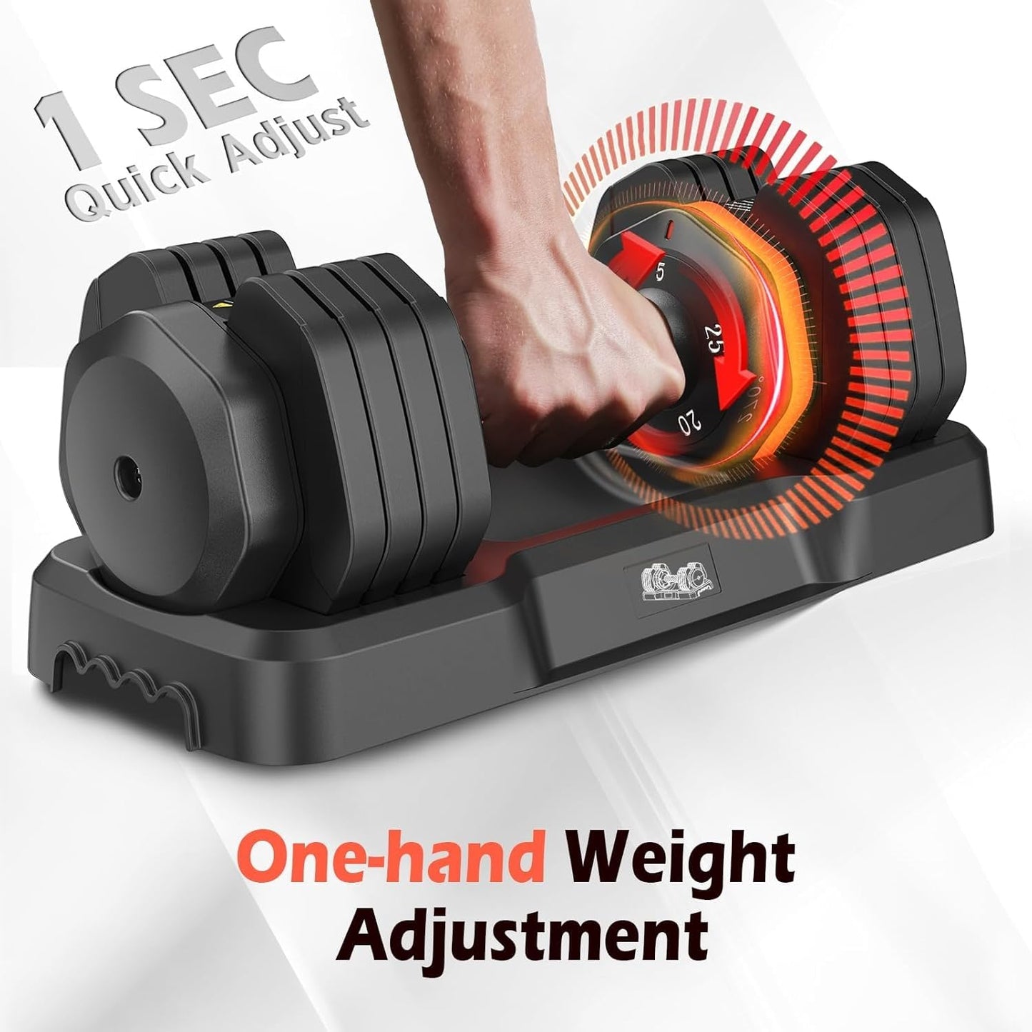 25LB Adjustable Dumbbell Set, Pair of Dumbbells Adjustable from 5LB to 25LB Each (Total 50LB), 15LB–55LB Options, Non-Slip Handle for Home Gym Strength Training