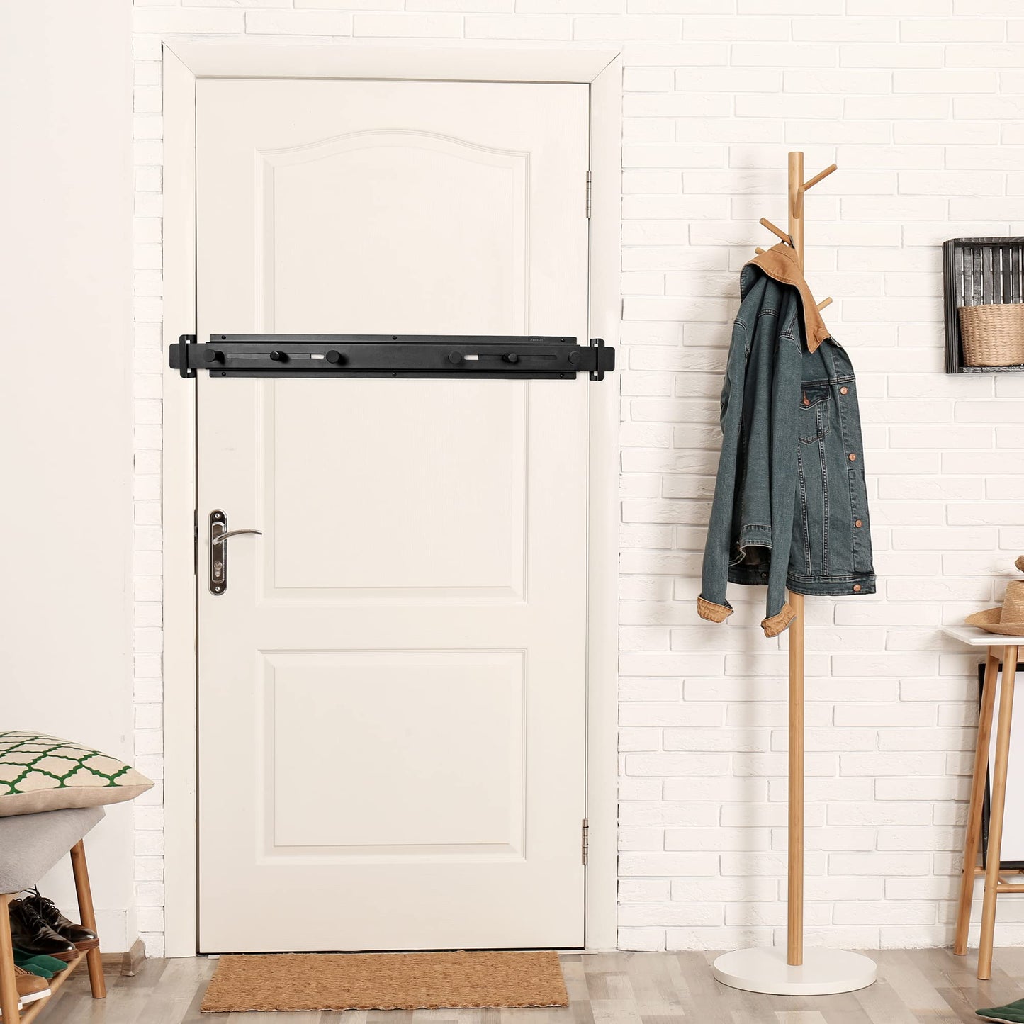 Sihnman Door Bar Lock - Patented Door Barricade Security Bar - Home Safety Improvement, Door Reinforcement, Childproof, Break-in Prevention - Premium Grade Steel Door Mount for 26''-37'' Wide Doors