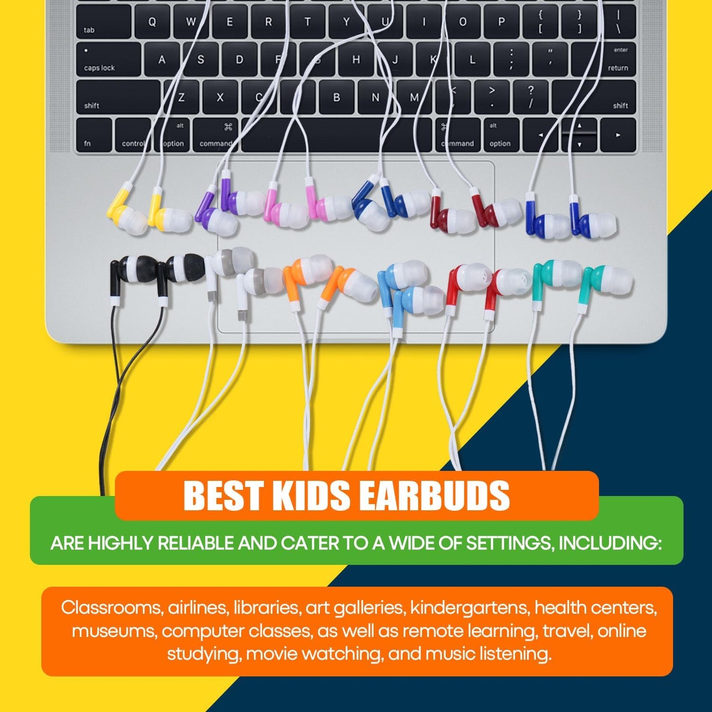 Waneni 30 Pack Set Colors,30 Pack) Wholesale Bulk Earbuds Headphones Class for School Classroom Students Kids Children