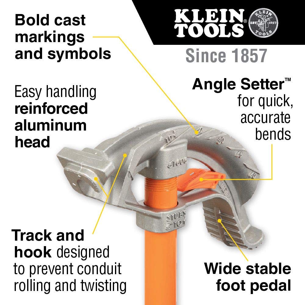 Greenlee 1/2" EMT Offset Hand Bender & Klein 1/2" EMT Aluminum Conduit Bender with Angle Setter