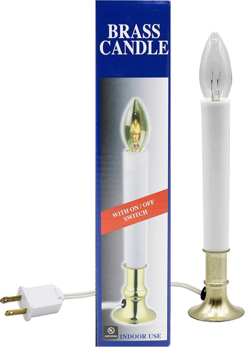 Creative Hobbies® Electric Window Candle Lamp - Brass Plated Base, Easy On/Off Switch, Ready to Use!