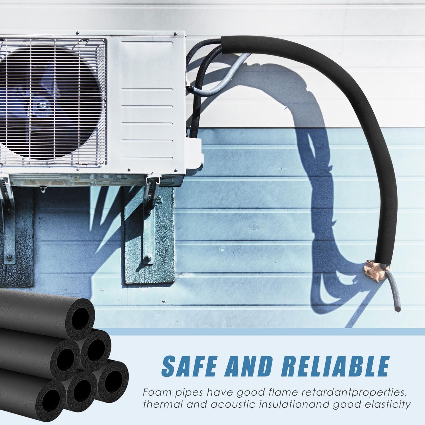 Pangda 4 Pcs 3 ft 1 Inch ID Foam Pipe Insulation Tubing, Black Pool Noodle, Black Foam Tube Cover for Ac Line Set, HVAC Insulation, Water Line Protection, Gym Handle Padding