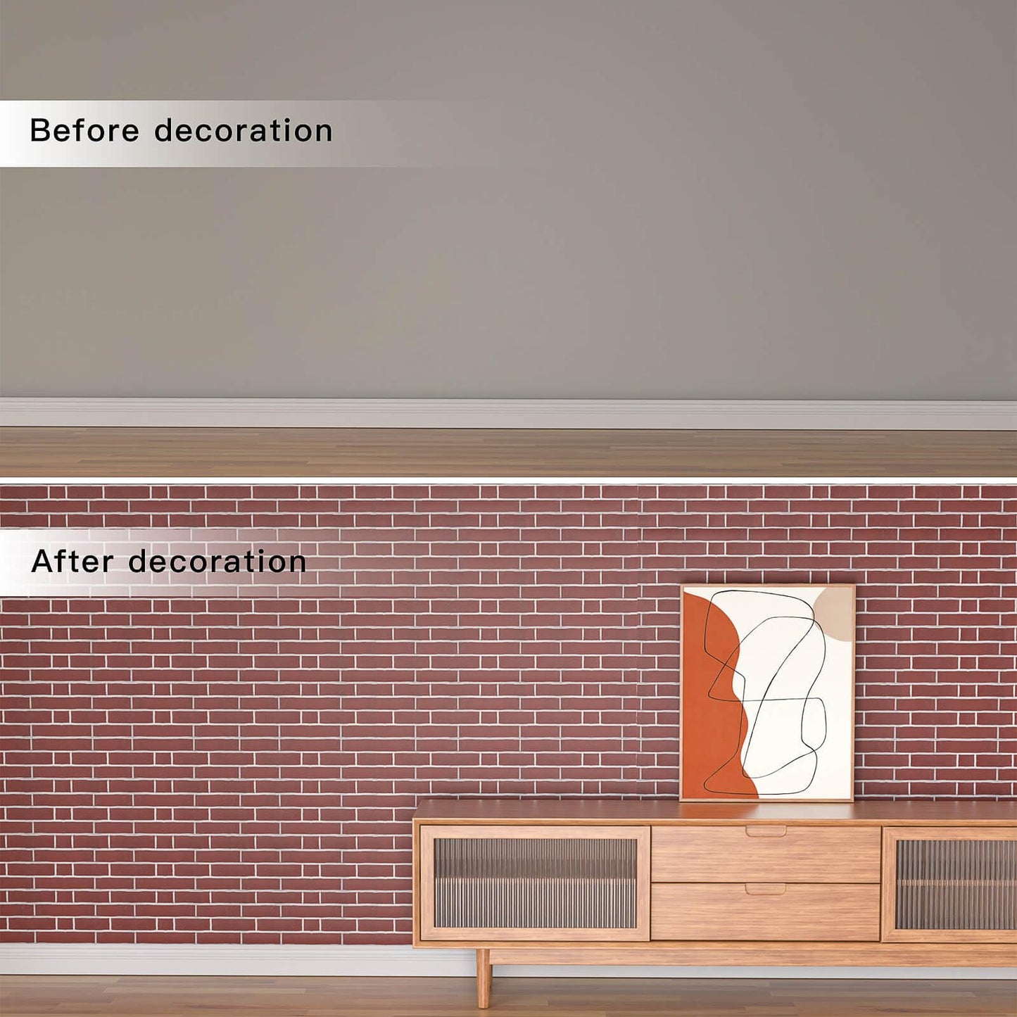 3D Wall Panels - 4PCS 47.2"x26" Faux Stone Wall Covering - MCM Modified Clay Material for Home Art, Accent Brick, Modern Exterior/Interior Decoration, Covering 34 sq.ft Slate Red Brick