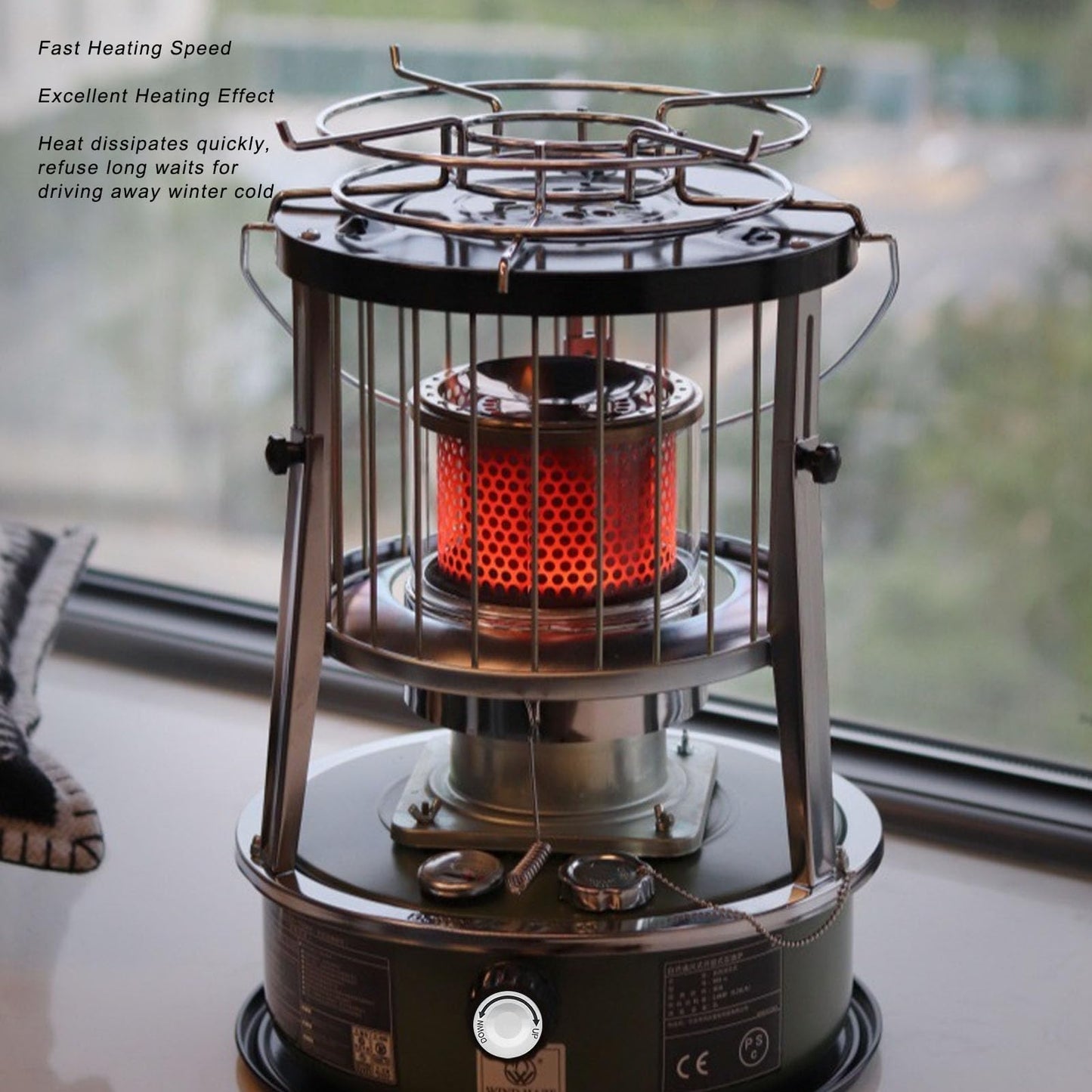 Portable Kerosene Heater, 2.6KW Radiant Space Heater Adjustable Height Non Electric Oil Heating with 5.2L Tank Funnel, for Indoor Garage Camping Tent Emergency