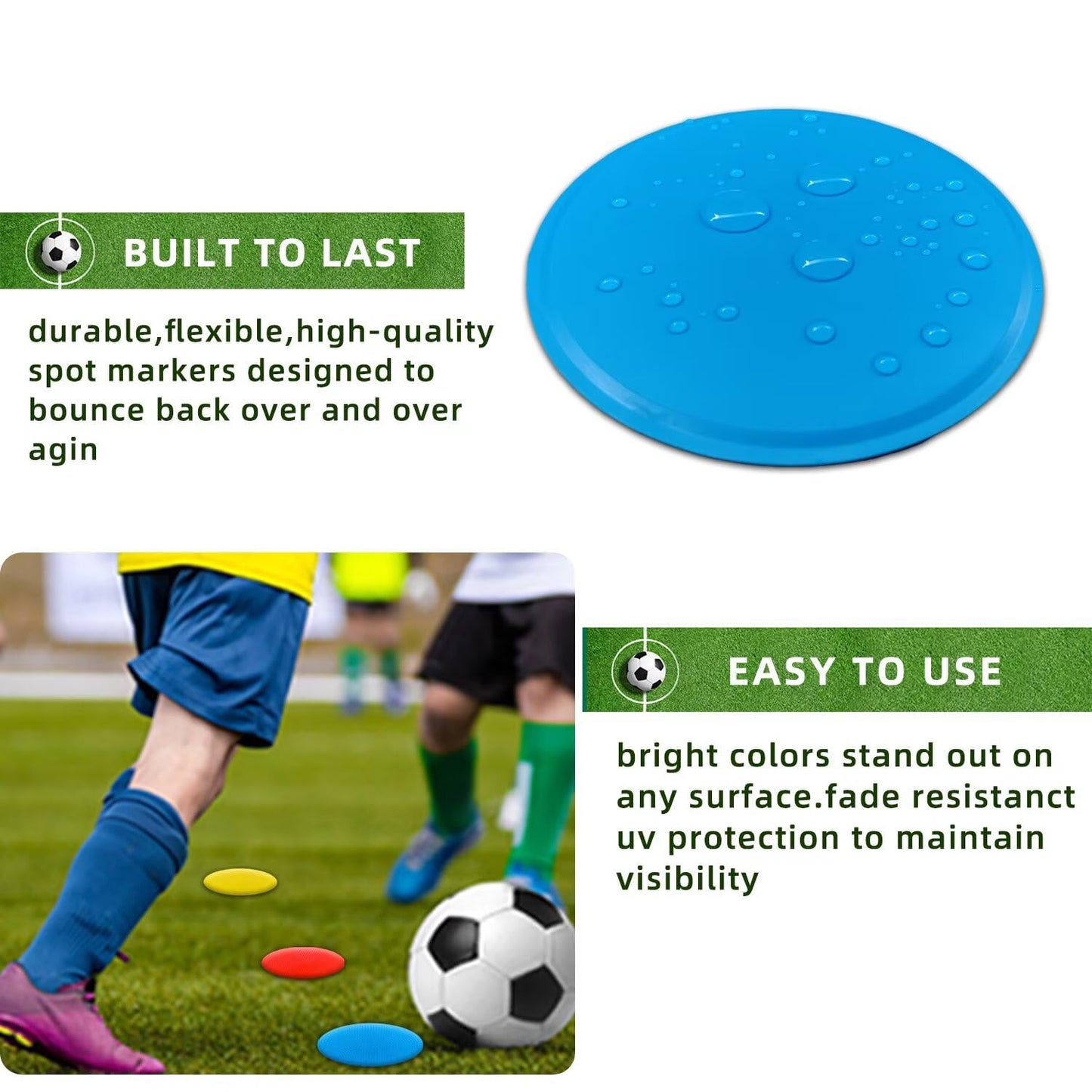 Vhxorrz Poly Spot Markers 4 inch 12 Pcs Non-Slip Rubber Floor Dots Flat Field Cones for Gym/PE Football, Soccer, Basketball, Training Agility Markers, Exercise Drills, Class Room Blue