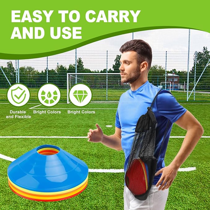 Ashsajkd(Set of 25/50/100 - Agility Soccer Cones with Carry Bag and for ï¼?Football Cones for TrainingFootball, Basketball, Coaching, Agility Cones for Indoor and Outdoor Games