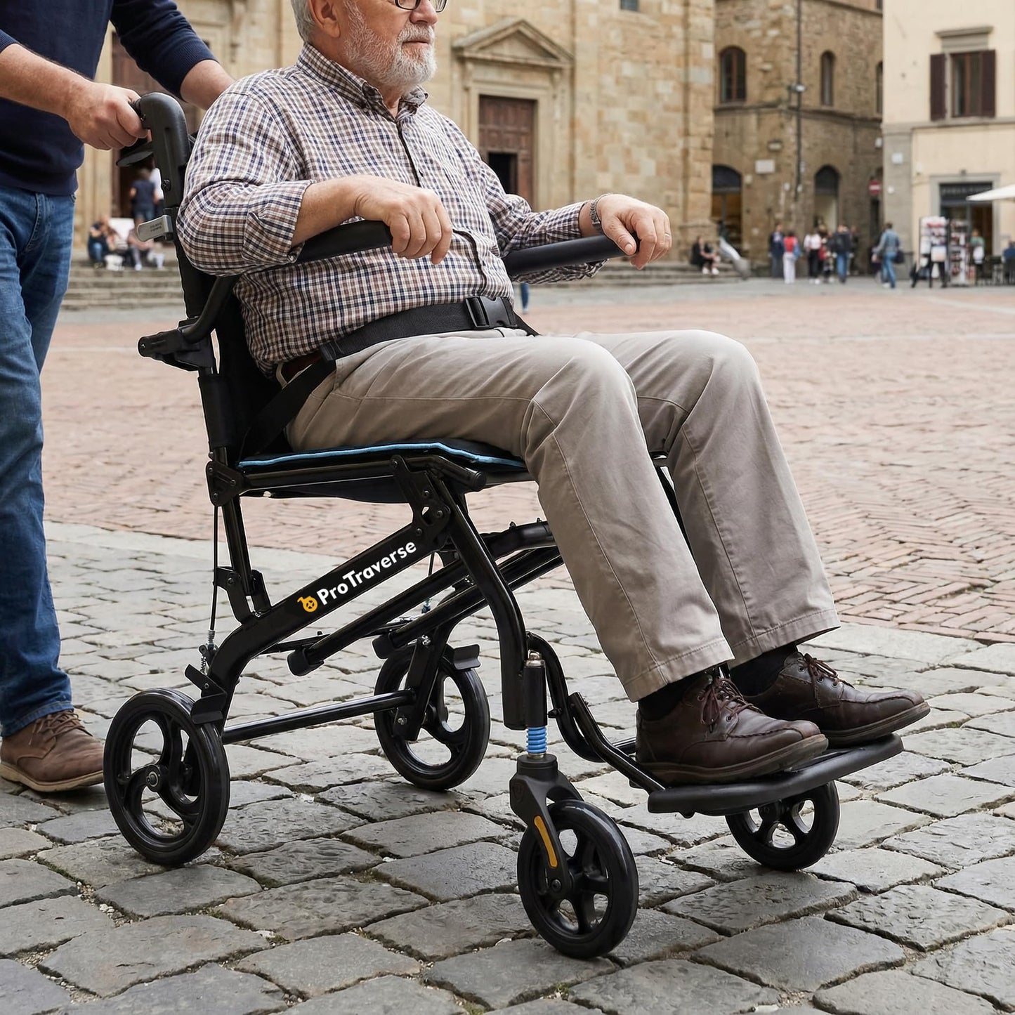Wheelchairs for Adults,Utral-Lightweight(only 19.4lbs) Transport Chair, Foldable and PortableTravel Wheelchair with Telescopic Handle,Portable Folding Transfer Wheelchairs for Elderly,Blue