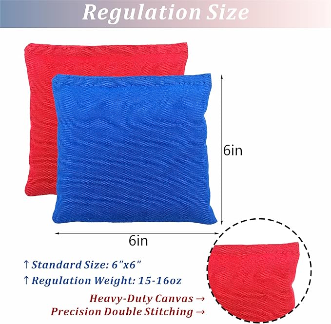 Cornhole Bags Set of 8 Regulation Professional Corn Hole Bean Bags Weather Resistant for Tossing Adults Yard Game