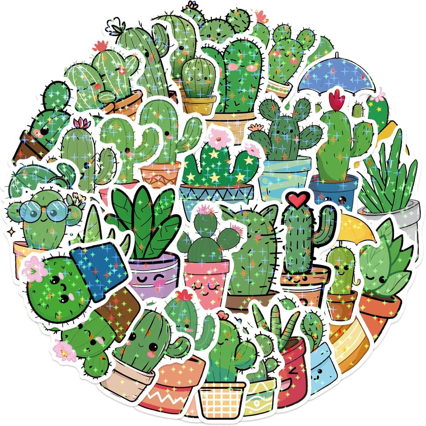Beuthar 50Pcs Pack, Packs Cactus Stickers Waterproof Graffiti Stickers for Laptop, Scrapbook, Suitcase, Guitar, Kindle
