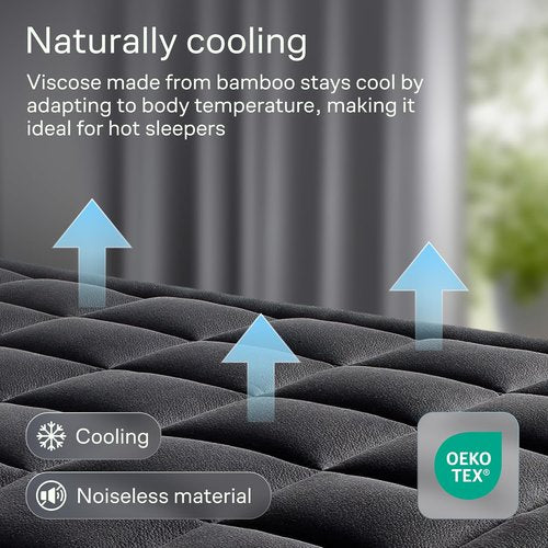 Niagara Ultra Soft Mattress Topper - Viscose Bamboo Pillow Top for Back Pain Relief | Queen Size, Black