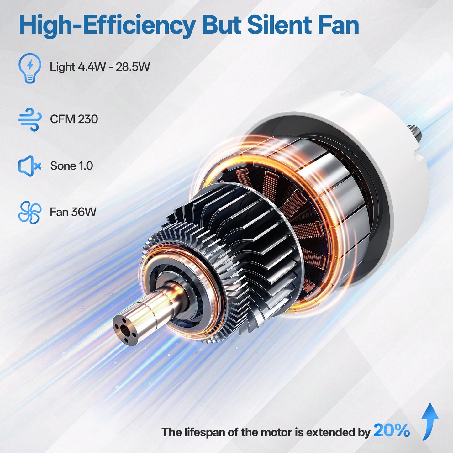 Hawkrown Bathroom Exhaust Fan with Bluetooth Speaker, 230 CFM 1.0 Sone Bathroom Exhaust Fan with Light, 3 Dynamic Light, 7 LED Color, 3 Color Temperatures, Nightlight,Remote, Easy Install