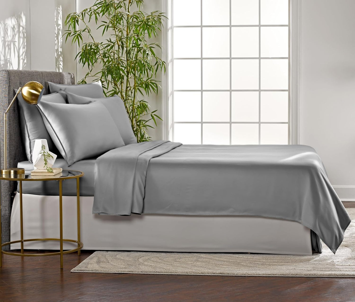 Pure Bamboo Queen Sheets - Luxuriously Soft 100% Organic Viscose Bed Sheet Set | Cooling & Durable (Queen, Stone Grey)