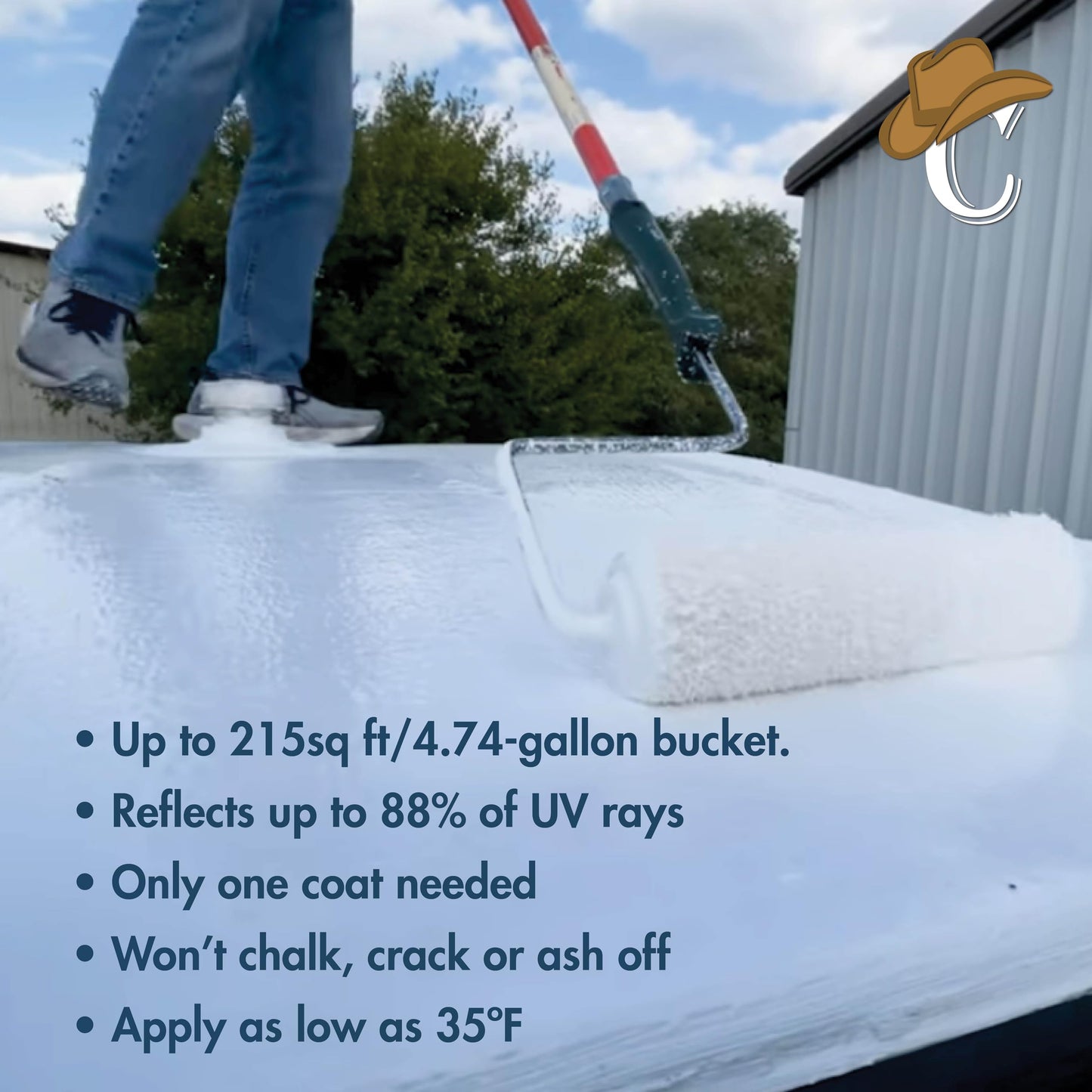 100% Silicone Roof Coating for RVs, Campers & Flat Roofs - Waterproof Seal for Leaks, Cracks & Seams - Ponding Water Resistant - 4.75 Gallon White