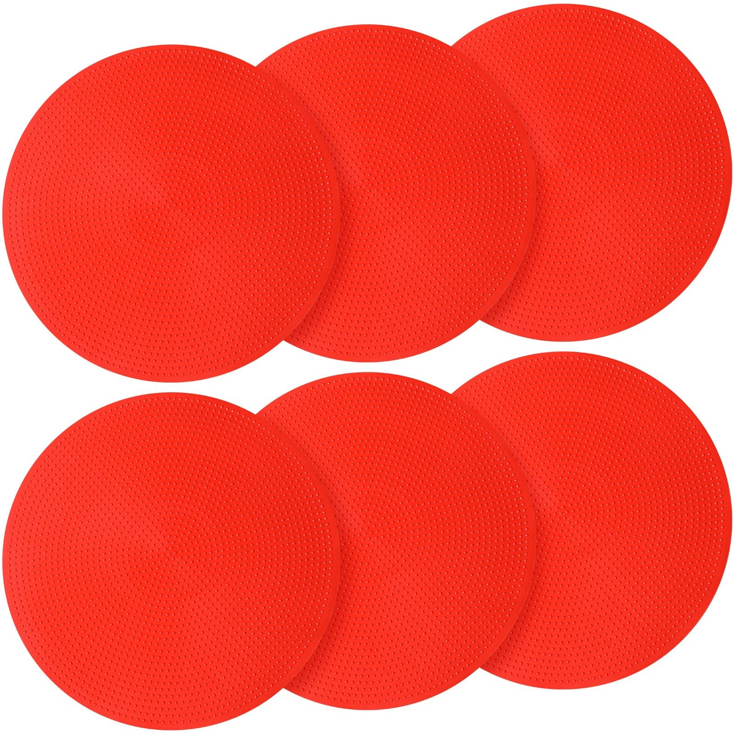wlilupah 6 Pcs Poly Spots Markers 4 Inch Floor Spot Markers Dots for Gym Marker Poly Sports Training for Gym Floor Soccer Basketball Speed Agility Training Field Marking Equipment (Red)